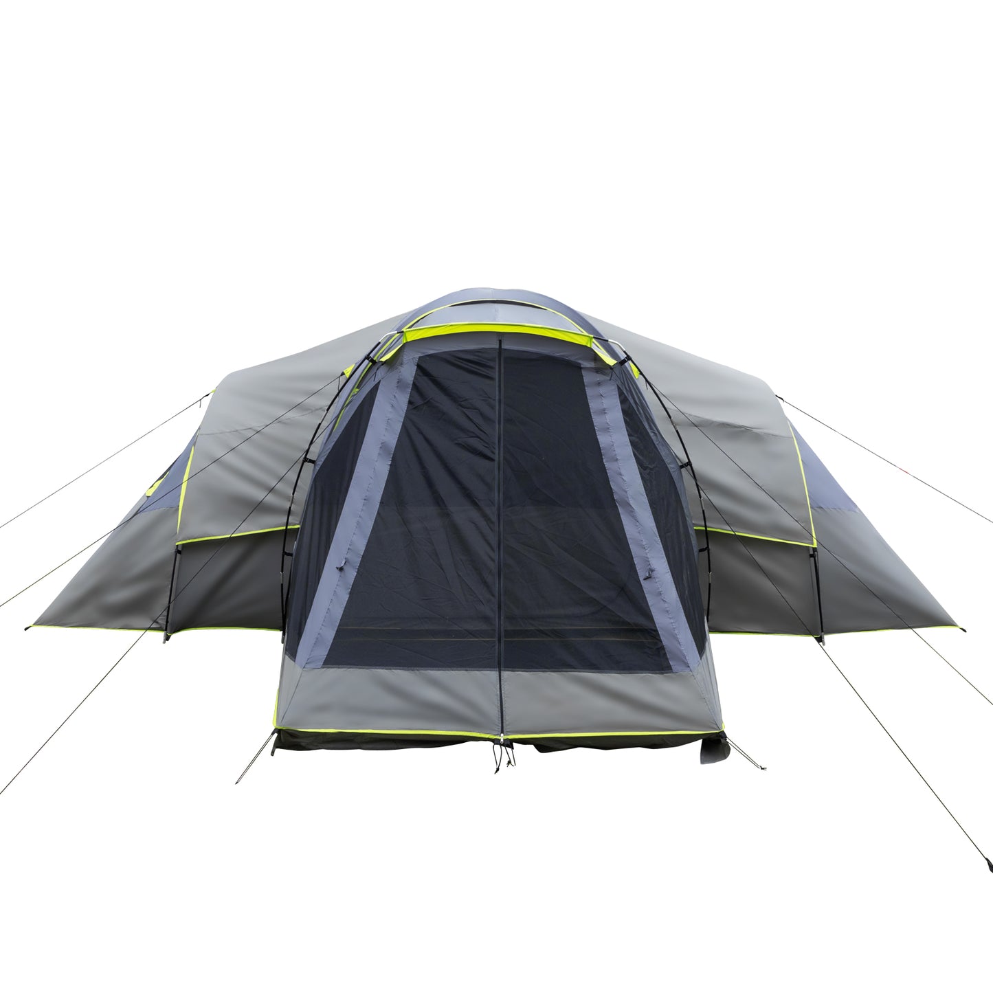 522*260*210cm Can Accommodate 10 People Three Rooms Polyester Cloth Fiberglass Poles Camping Tents Family Tents Dark Gray