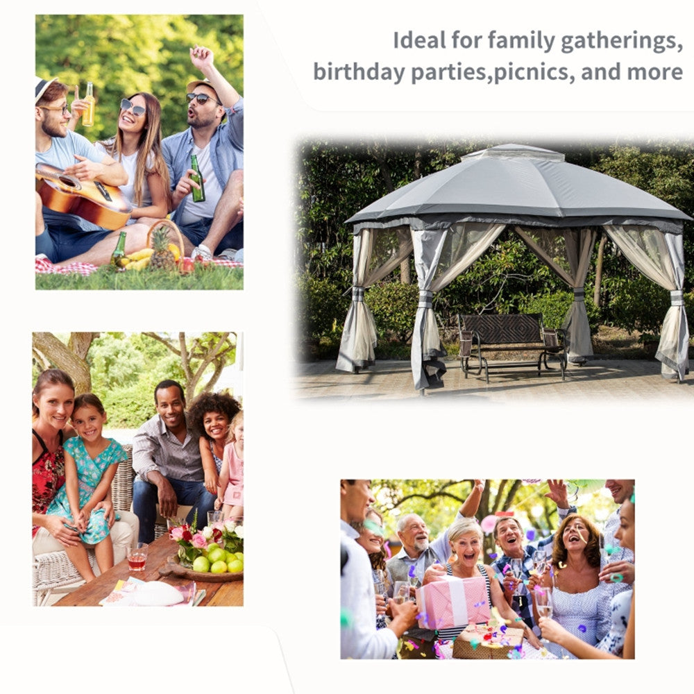 10ft x12ft Outdoor Gazebo, Grey-AS ( Amazon Shipping)(Prohibited by WalMart)