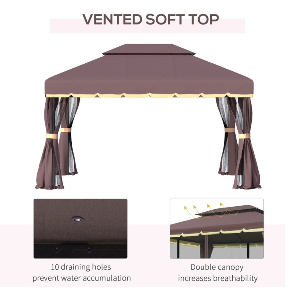 10ft x 13ft Patio Gazebo-Coffee-AS ( Amazon Shipping)(Prohibited by WalMart)