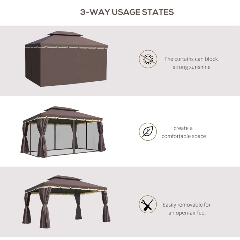 10ft x 13ft Patio Gazebo-Coffee-AS ( Amazon Shipping)(Prohibited by WalMart)