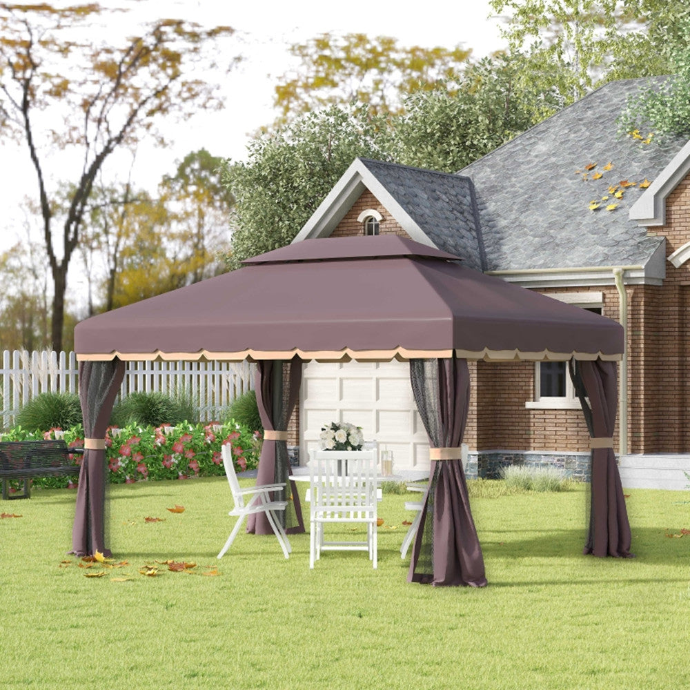 10ft x 13ft Patio Gazebo-Coffee-AS ( Amazon Shipping)(Prohibited by WalMart)
