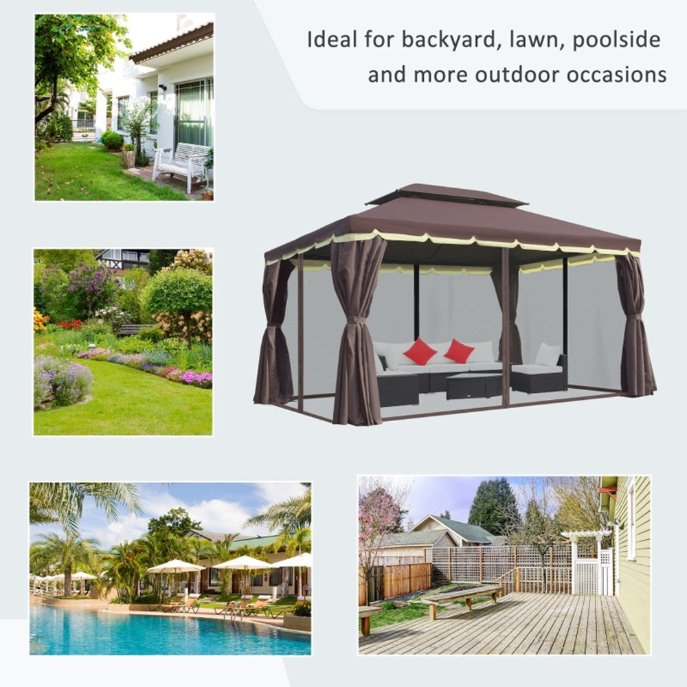 10ft x 13ft Patio Gazebo-Coffee-AS ( Amazon Shipping)(Prohibited by WalMart)