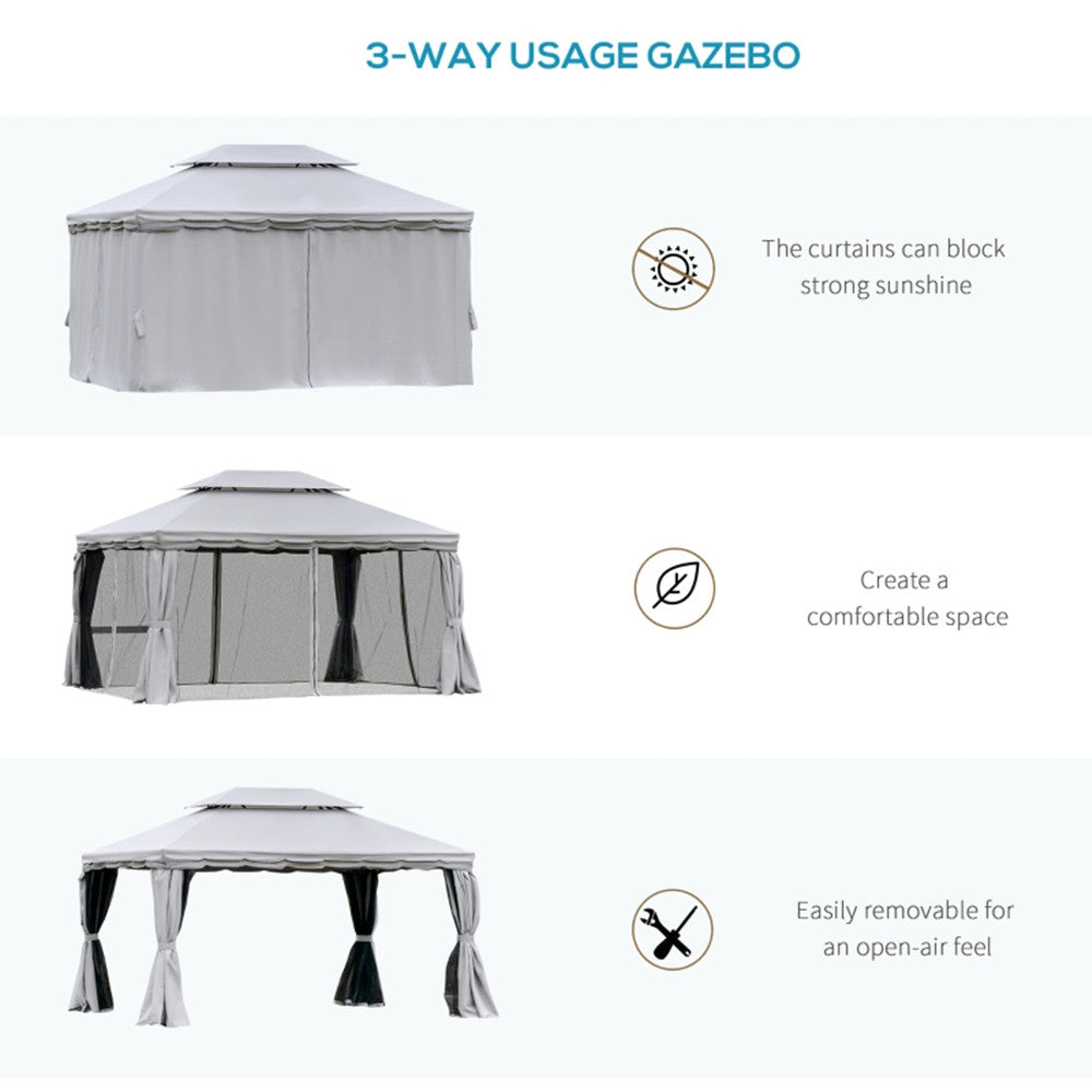10ft x 13ft Patio Gazebo-Gray-AS ( Amazon Shipping)(Prohibited by WalMart)
