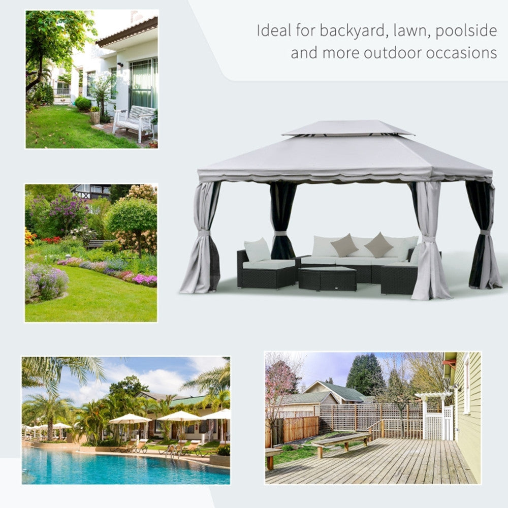 10ft x 13ft Patio Gazebo-Gray-AS ( Amazon Shipping)(Prohibited by WalMart)
