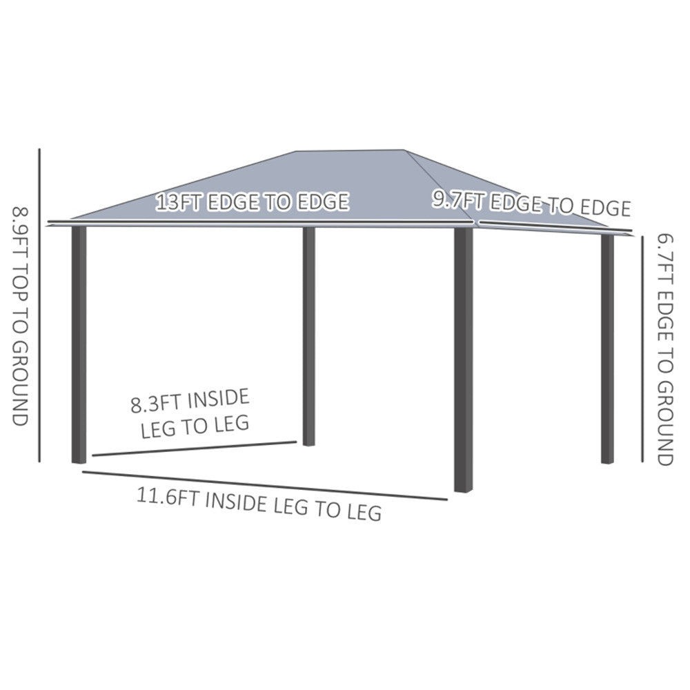 10ft x 13ft Patio Gazebo-Gray-AS ( Amazon Shipping)(Prohibited by WalMart)