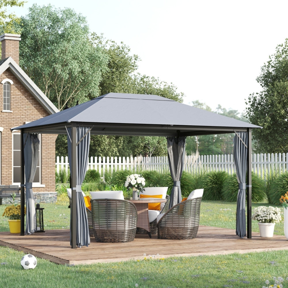 10ft x 13ft Patio Gazebo-Gray-AS ( Amazon Shipping)(Prohibited by WalMart)