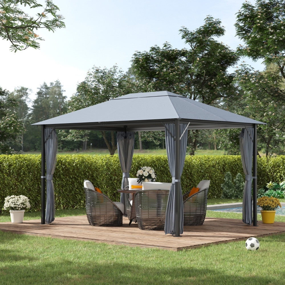 10ft x 13ft Patio Gazebo-Gray-AS ( Amazon Shipping)(Prohibited by WalMart)