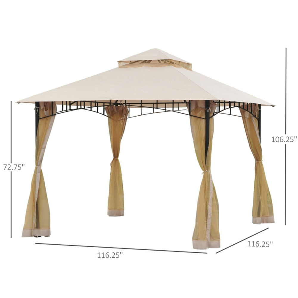 10ft x 10ft Outdoor Patio Gazebo Canopy Tent Beige