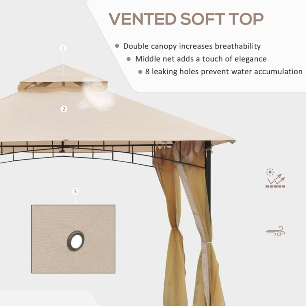 10ft x 10ft Outdoor Patio Gazebo Canopy Tent Beige