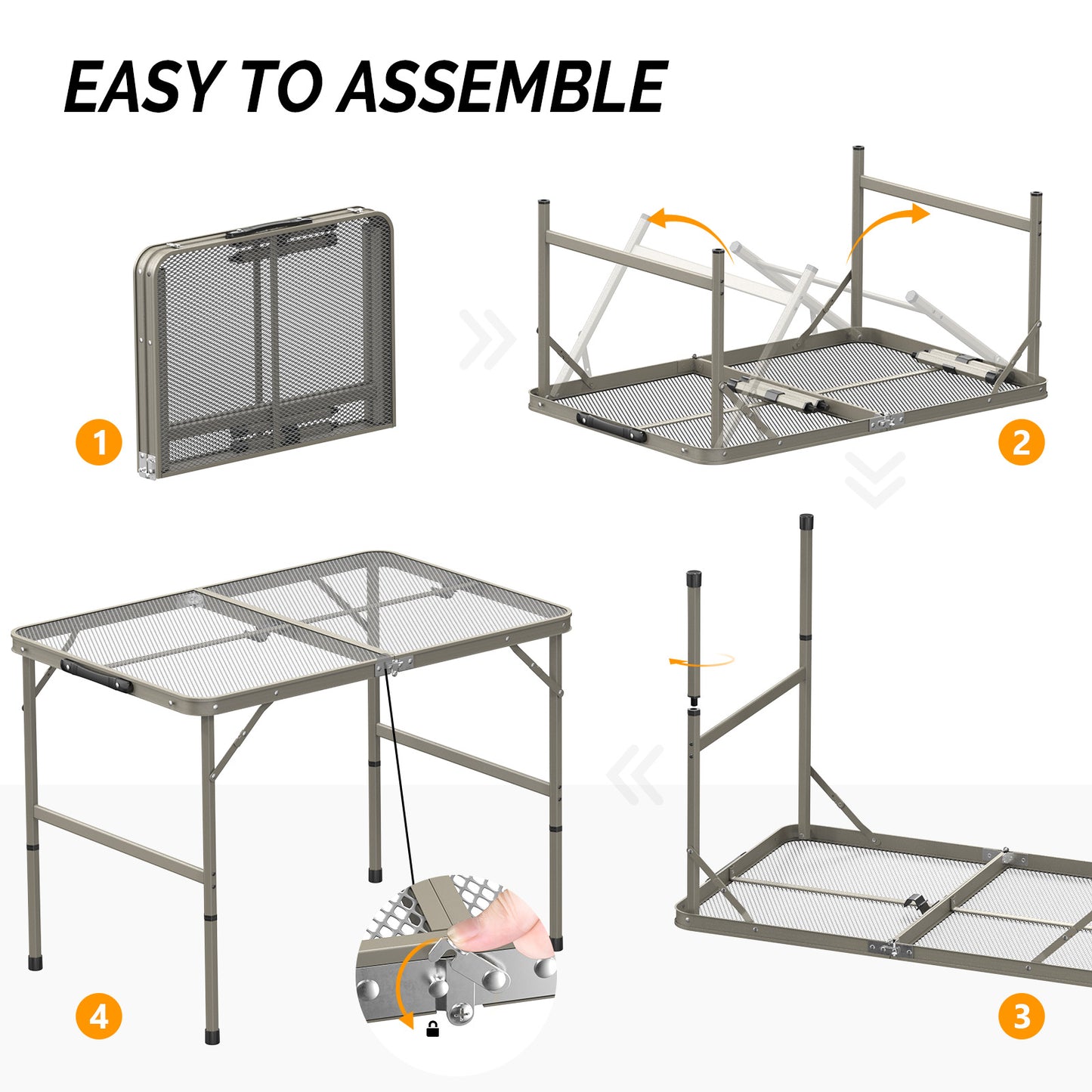 3FT Portable Picnic Table Adjustable Height