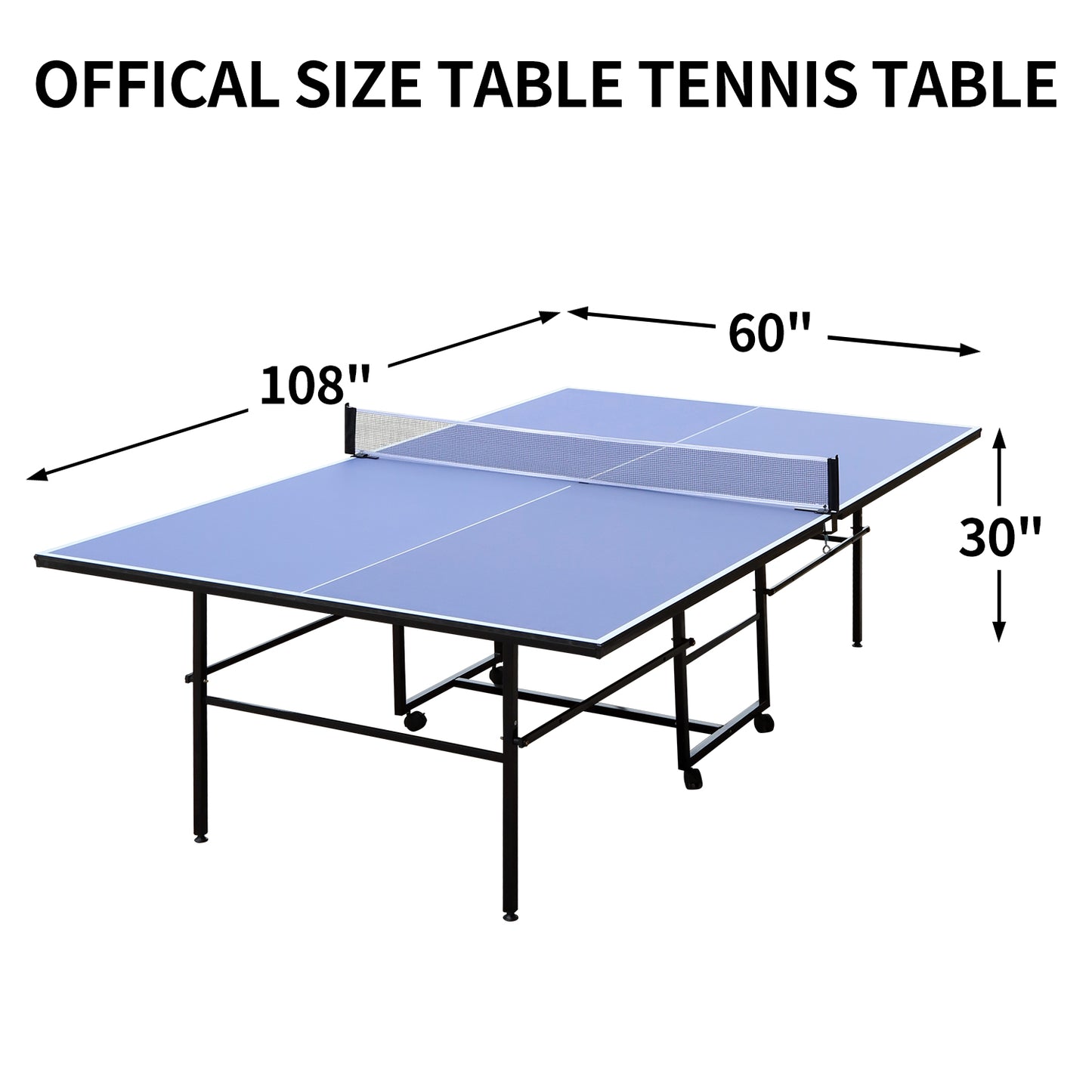 9ft Mid-Size Table Tennis Table Foldable & Portable Ping Pong Table Set for Indoor & Outdoor Games with Net, 2 Table Tennis Paddles and 3 Balls