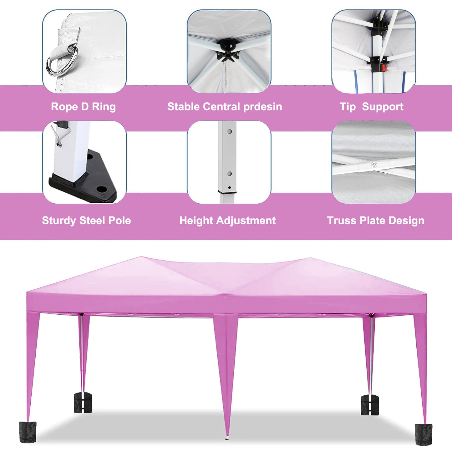 10'x20'Pop Up Canopy Outdoor Portable Party Folding Tent with 6 Removable Sidewalls + Carry Bag + 4pcs Weight Bag