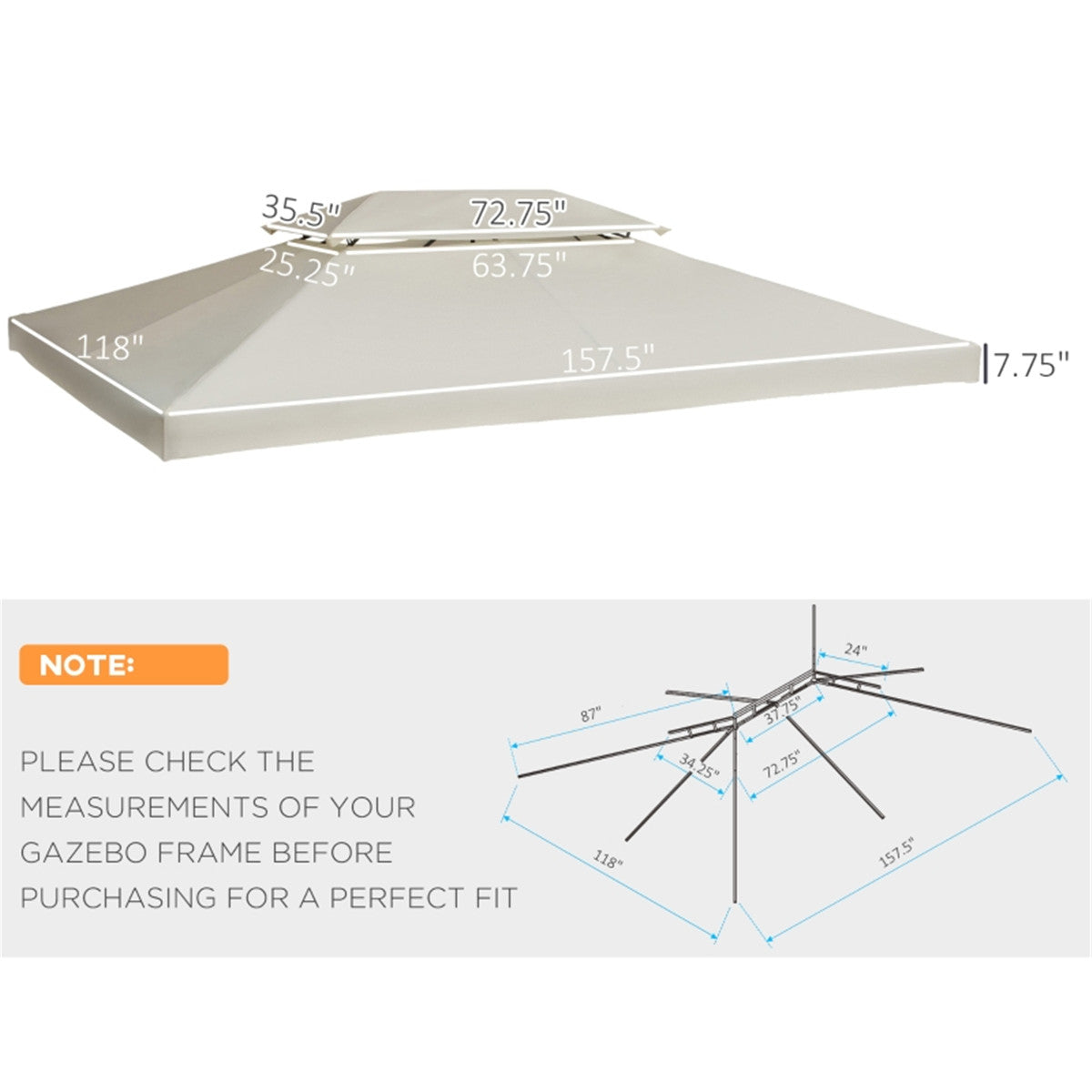 Gazebo Replacement Canopy -AS ( Amazon Shipping)(Prohibited by WalMart)
