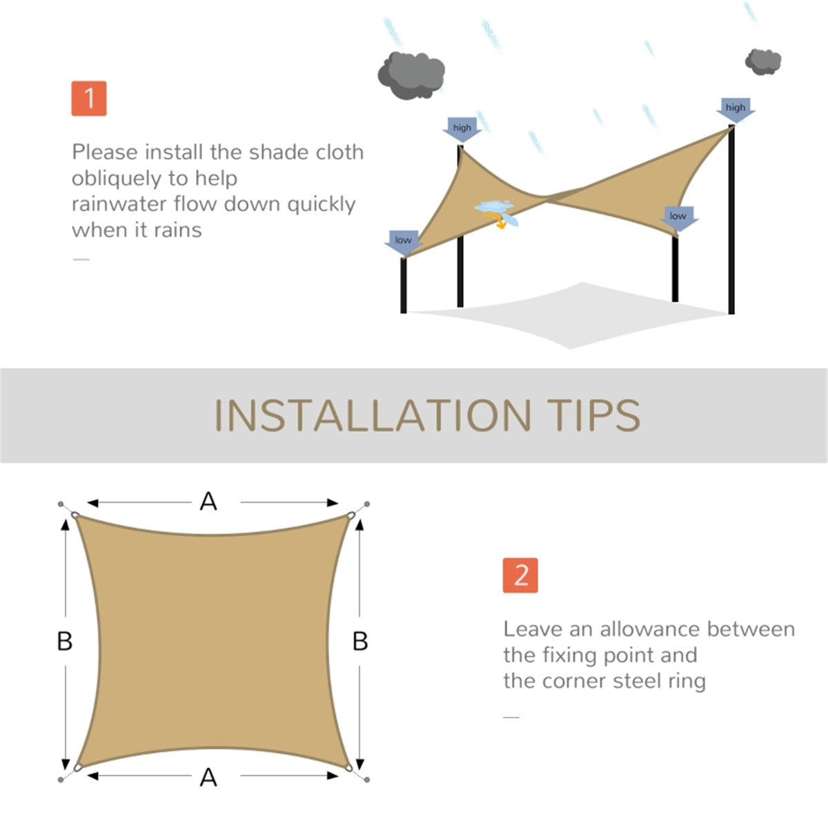 Shade Sail Cloth /Shade Sail Canopy -AS ( Amazon Shipping)(Prohibited by WalMart)