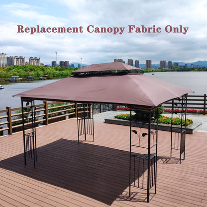 13x10 Ft Patio Double Roof Gazebo Replacement Canopy Top Fabric,Brown [Sale to Temu is Banned.Weekend can not be shipped, order with caution]