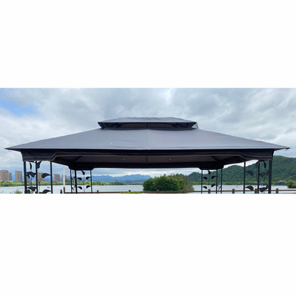 13x10 Ft Patio Double Roof Gazebo Replacement Canopy Top Fabric,Gray [Sale to Temu is Banned.Weekend can not be shipped, order with caution]