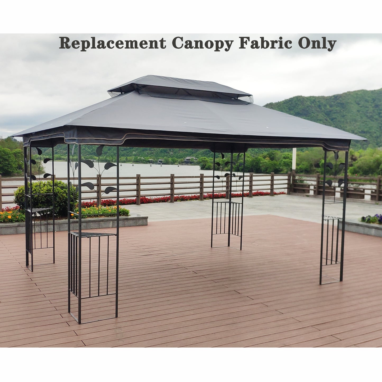 13x10 Ft Patio Double Roof Gazebo Replacement Canopy Top Fabric,Gray [Sale to Temu is Banned.Weekend can not be shipped, order with caution]