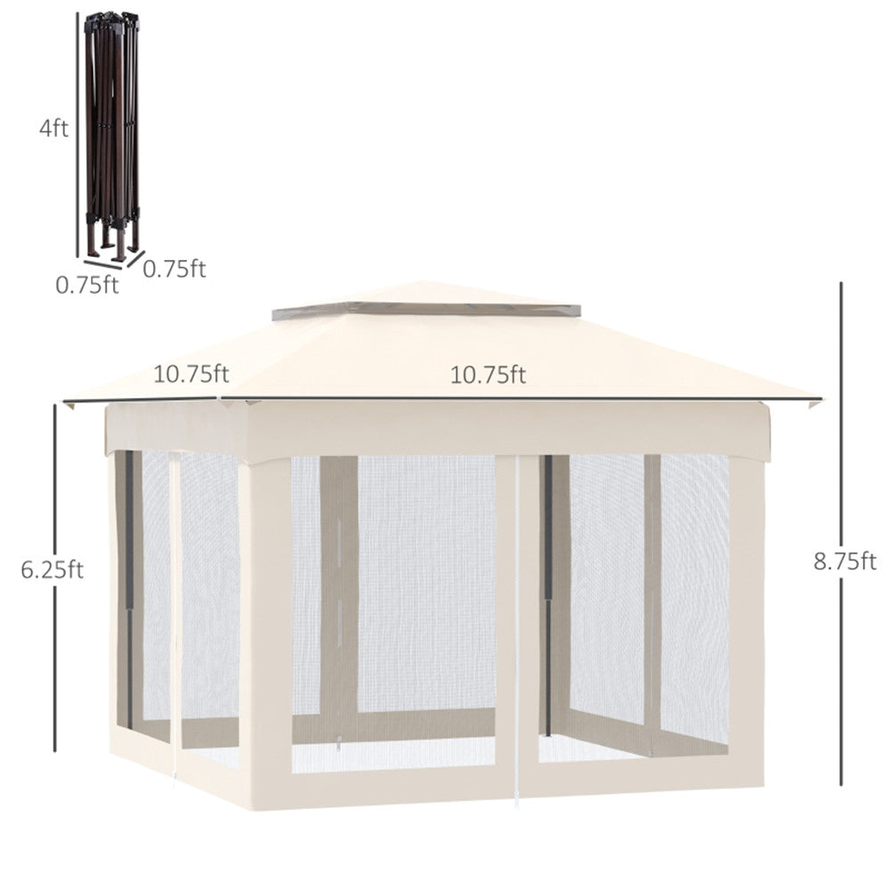 11ft x 11ft Pop Up Canopy, Outdoor Patio Gazebos Shelter Beige-AS ( Amazon Shipping)（Prohibited by WalMart）