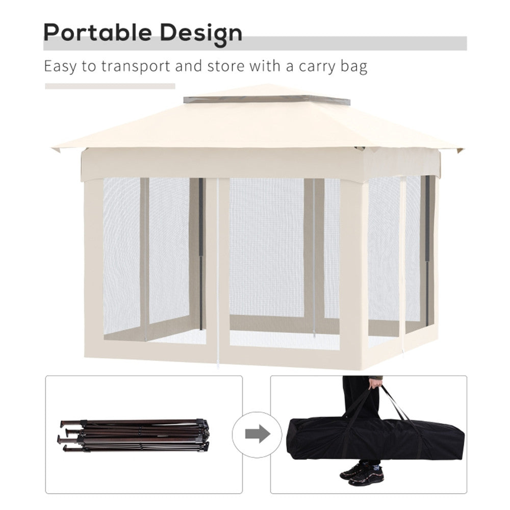 11ft x 11ft Pop Up Canopy, Outdoor Patio Gazebos Shelter Beige-AS ( Amazon Shipping)（Prohibited by WalMart）