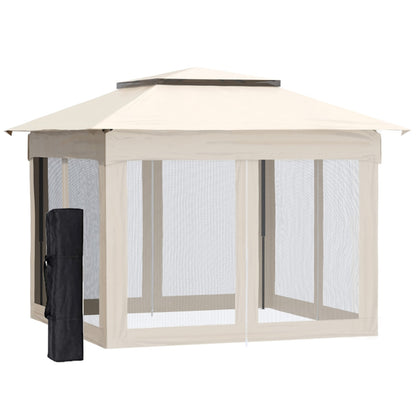 11ft x 11ft Pop Up Canopy, Outdoor Patio Gazebos Shelter Beige-AS ( Amazon Shipping)（Prohibited by WalMart）