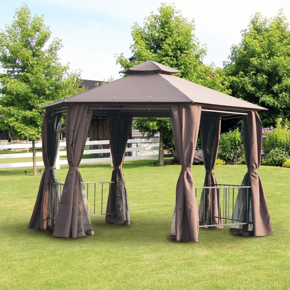 13ft x 13ft Patio Gazebo-Coffee-AS ( Amazon Shipping)（Prohibited by WalMart）