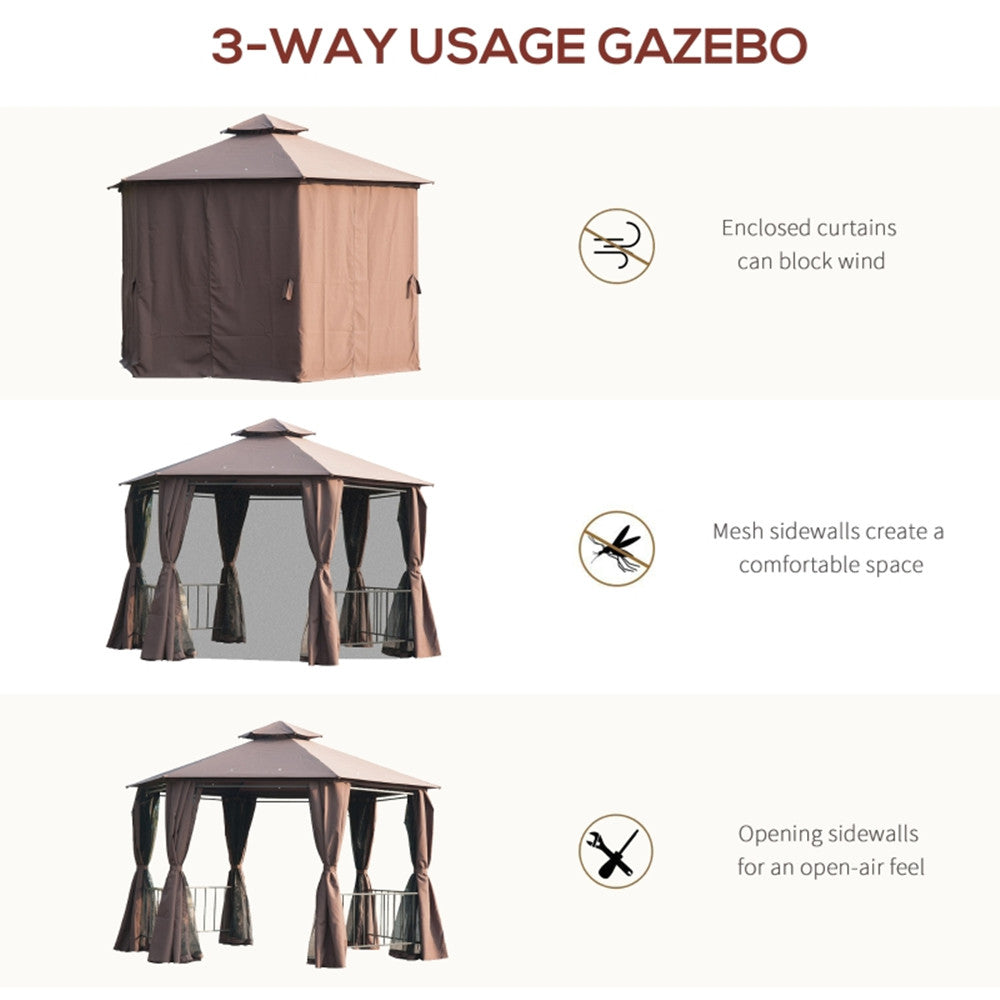 13ft x 13ft Patio Gazebo-Coffee-AS ( Amazon Shipping)（Prohibited by WalMart）