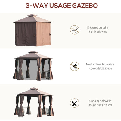 13ft x 13ft Patio Gazebo-Coffee-AS ( Amazon Shipping)（Prohibited by WalMart）