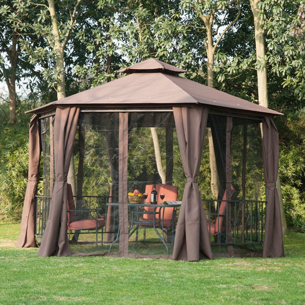 13ft x 13ft Patio Gazebo-Coffee-AS ( Amazon Shipping)（Prohibited by WalMart）