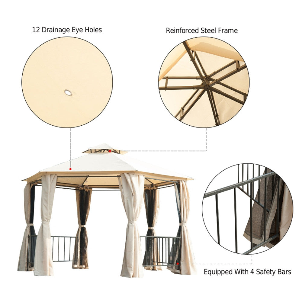 13ft x 13ft Patio Gazebo-Beige-AS ( Amazon Shipping)（Prohibited by WalMart）