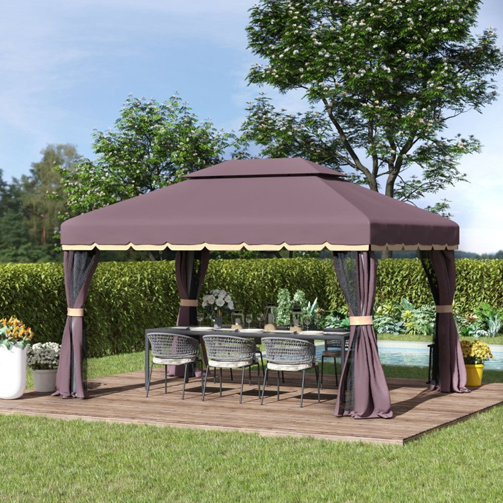 10ft x 13ft Patio Gazebo-Coffee-AS ( Amazon Shipping)（Prohibited by WalMart）