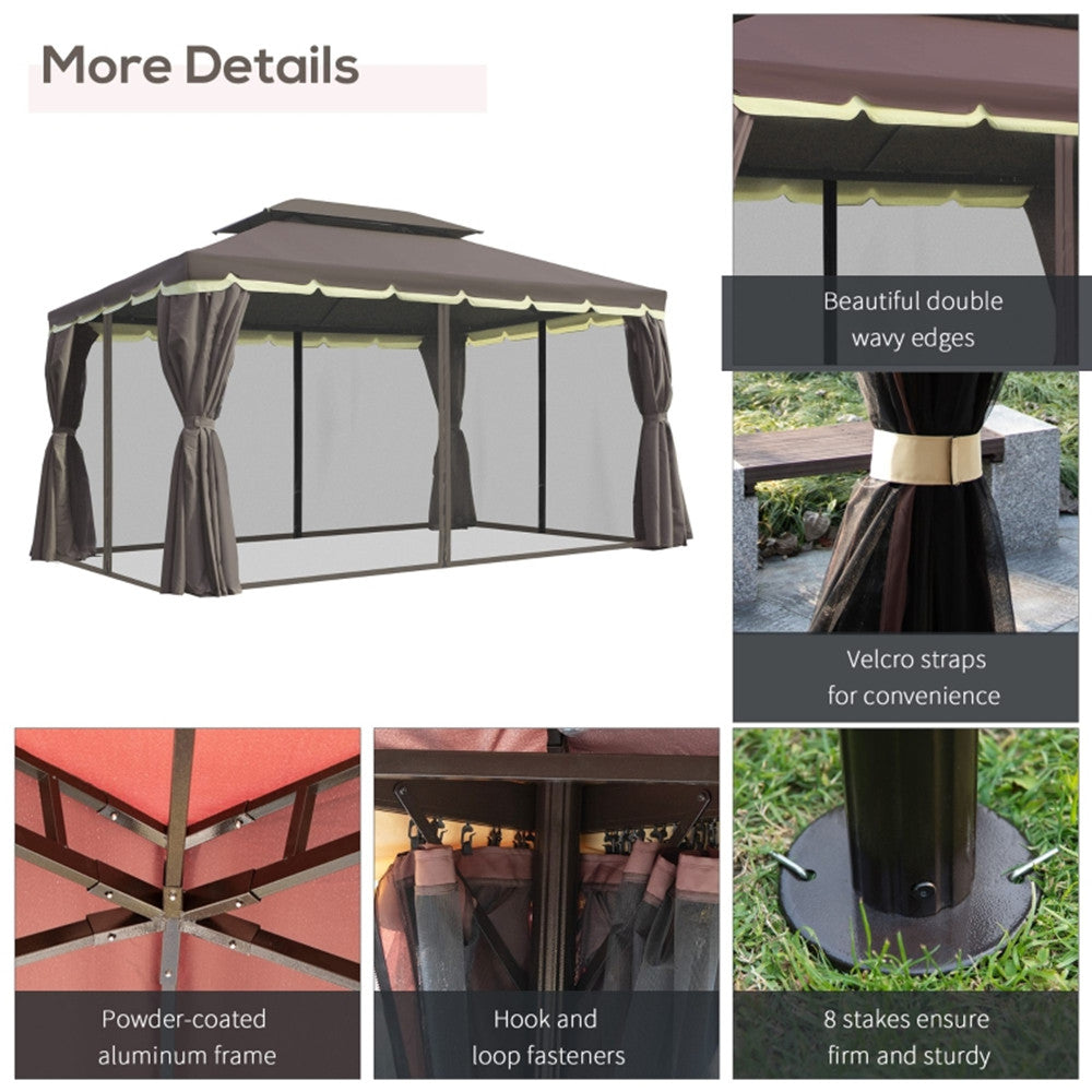 10ft x 13ft Patio Gazebo-Coffee-AS ( Amazon Shipping)（Prohibited by WalMart）