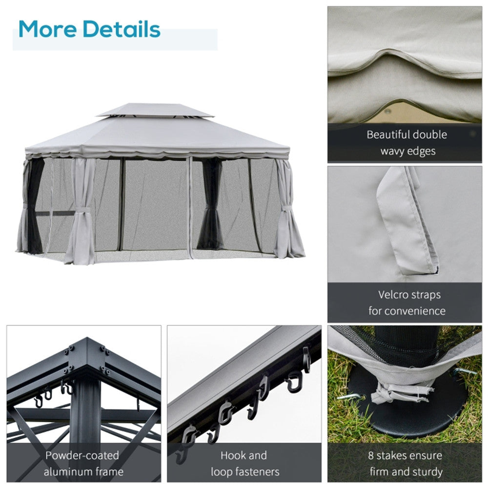 10ft x 13ft Patio Gazebo-Gray-AS ( Amazon Shipping)（Prohibited by WalMart）