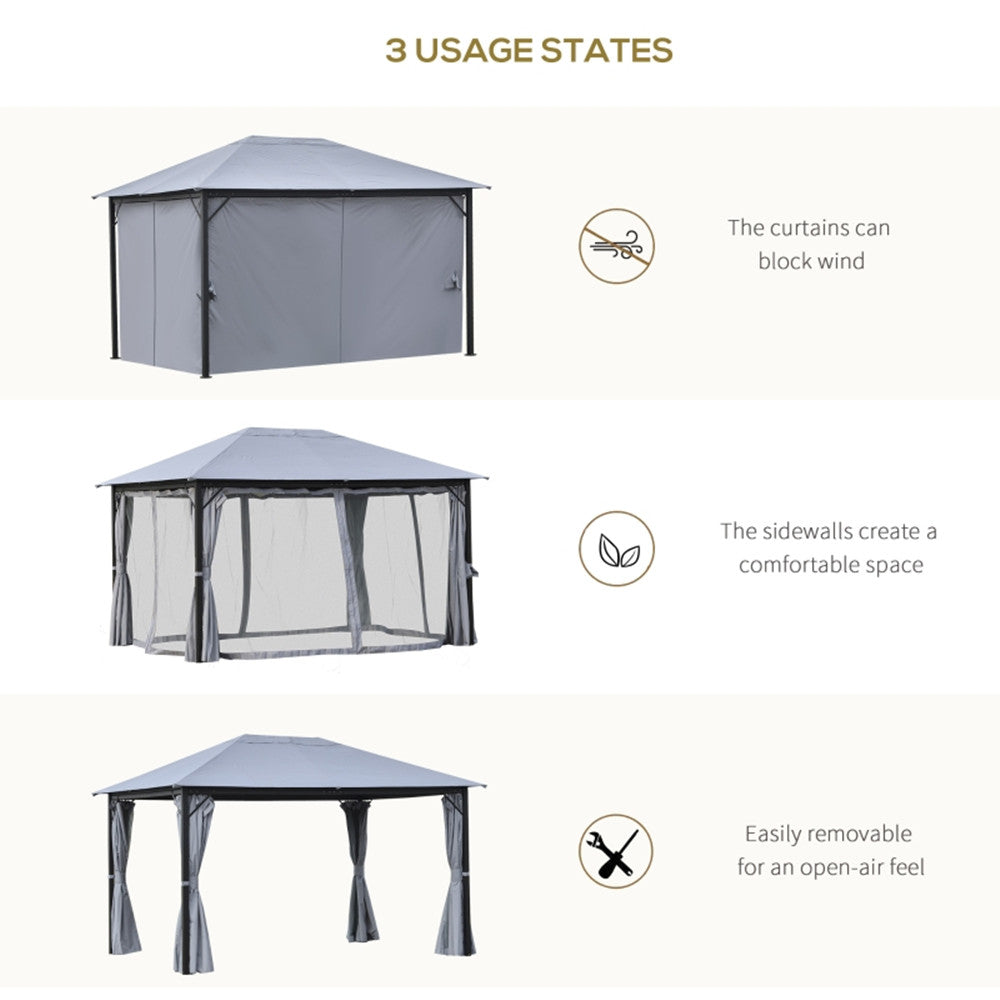 10ft x 13ft Patio Gazebo-Gray-AS ( Amazon Shipping)（Prohibited by WalMart）