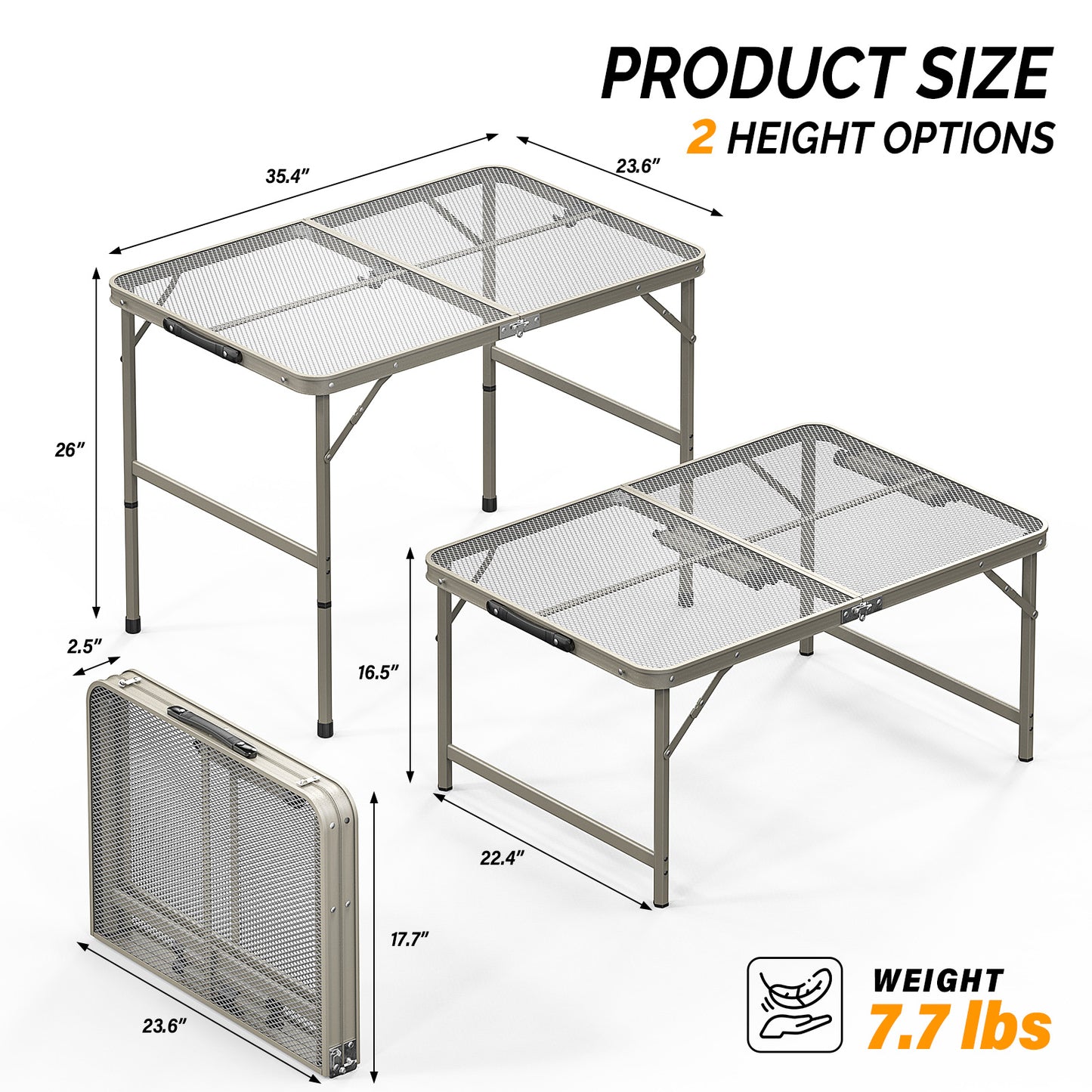 3FT Portable Picnic Table Adjustable Height