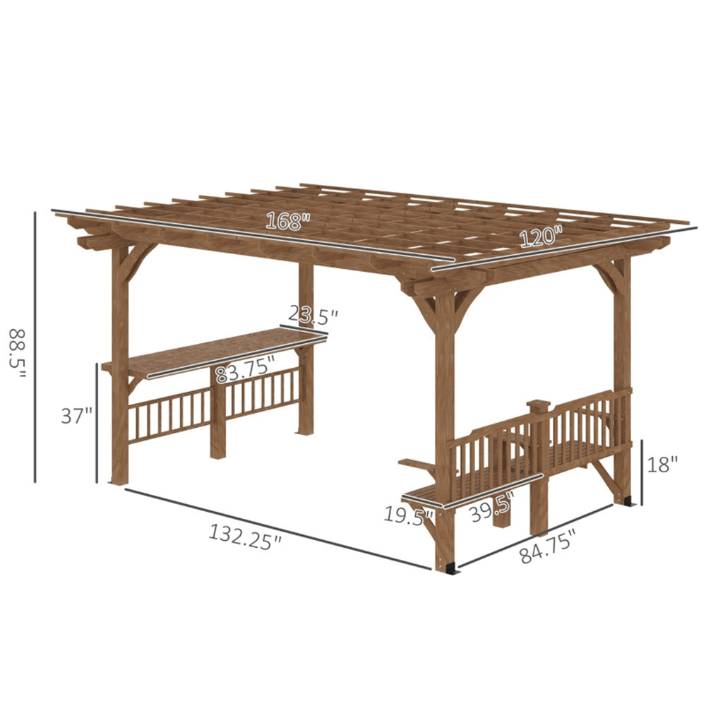 Wooden pavilion With seats ( Amazon Shipping)（Prohibited by WalMart）