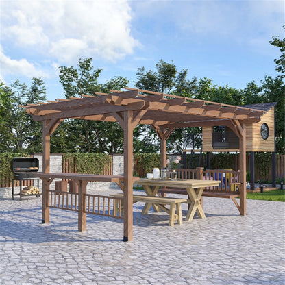 Wooden pavilion With seats ( Amazon Shipping)（Prohibited by WalMart）