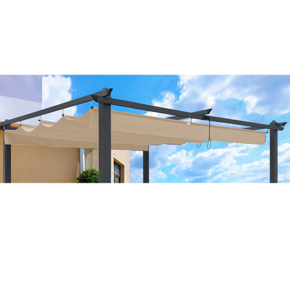 Replacement Canopy Top Fabric for 10x10 Ft Outdoor Patio Retractable Pergola Sunshelter Pergola Canopy,Khaki [Sale to Temu is Banned.Weekend can not be shipped, order with caution]