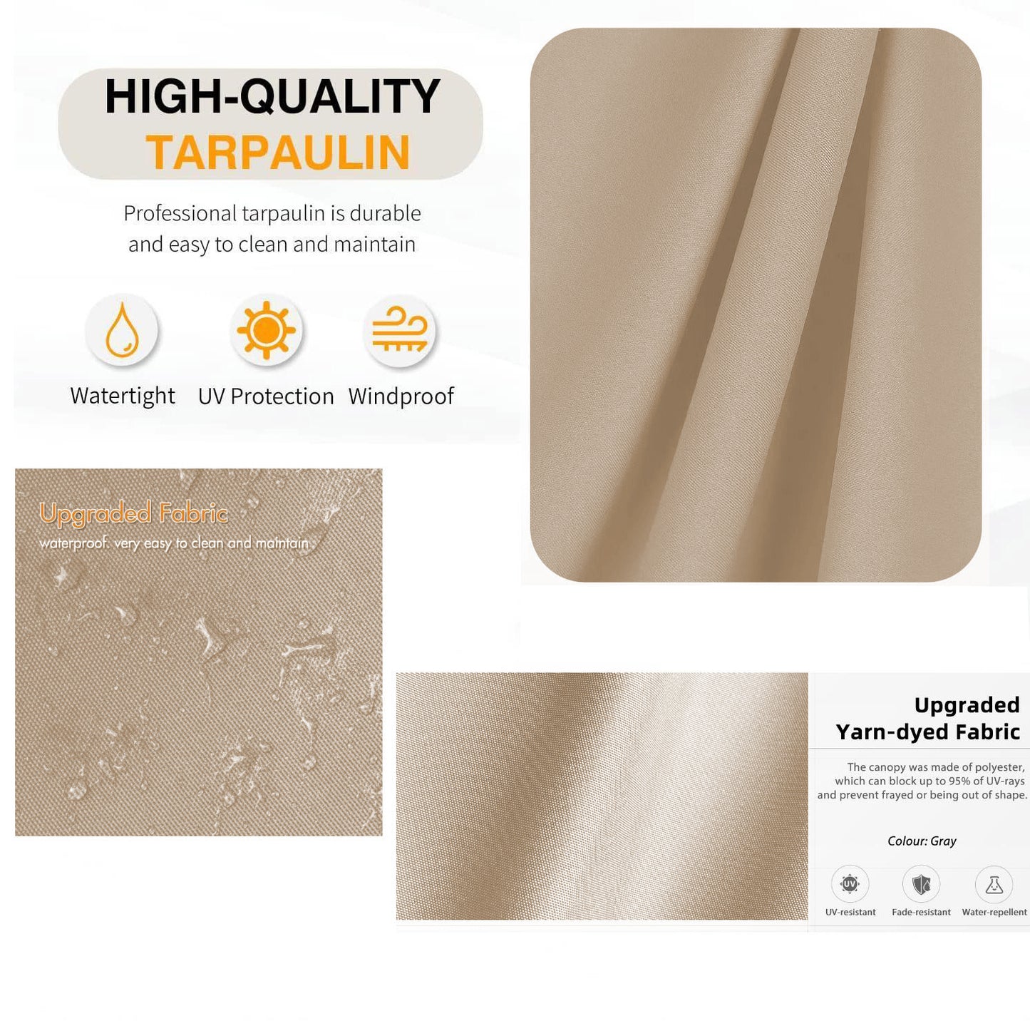 Replacement Canopy Top Cover Fabric for 13 x 10 Ft Outdoor Patio Retractable Pergola Sun-shelter Canopy，Khaki [Sale to Temu is Banned.Weekend can not be shipped, order with caution]