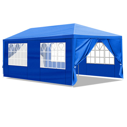 10'x20' Outdoor Party Tent with 6 Removable Sidewalls, Waterproof Canopy Patio Wedding Gazebo, Blue