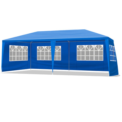 10'x20' Outdoor Party Tent with 6 Removable Sidewalls, Waterproof Canopy Patio Wedding Gazebo, Blue