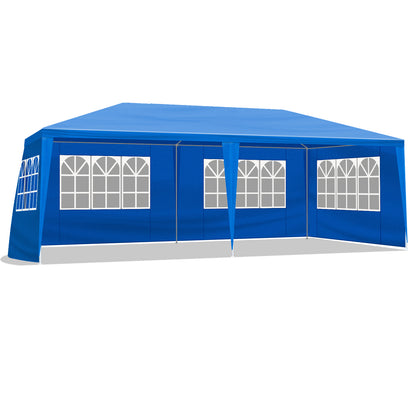 10'x20' Outdoor Party Tent with 6 Removable Sidewalls, Waterproof Canopy Patio Wedding Gazebo, Blue