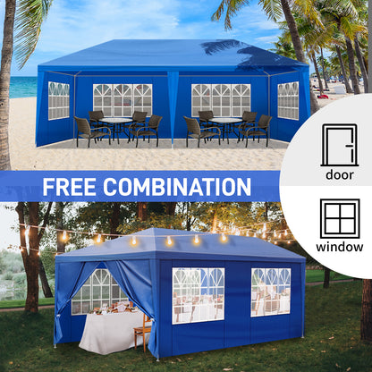 10'x20' Outdoor Party Tent with 6 Removable Sidewalls, Waterproof Canopy Patio Wedding Gazebo, Blue