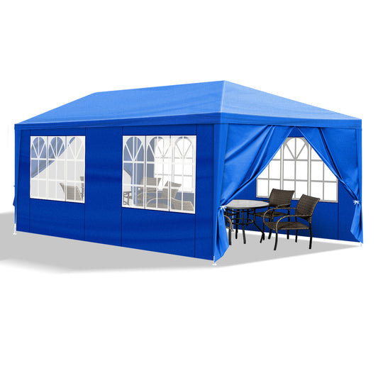 10'x20' Outdoor Party Tent with 6 Removable Sidewalls, Waterproof Canopy Patio Wedding Gazebo, Blue