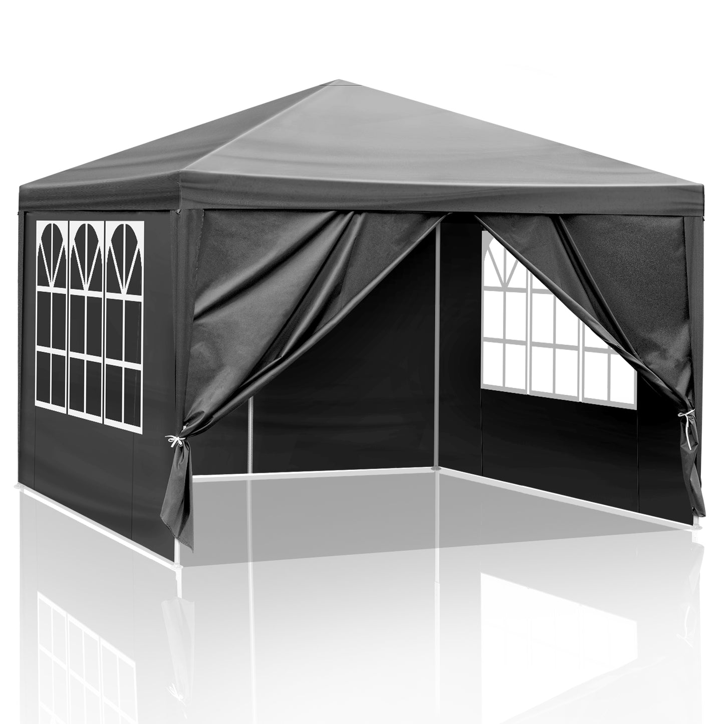 10'x10' Gazebo Waterproof Outdoor Canopy Patio Tent Party Tent for Wedding BBQ Cater, Black