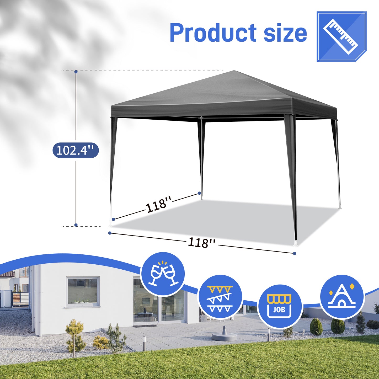 10'x10' Gazebo Waterproof Outdoor Canopy Patio Tent Party Tent for Wedding BBQ Cater, Black