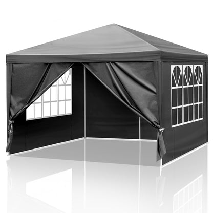 10'x10' Gazebo Waterproof Outdoor Canopy Patio Tent Party Tent for Wedding BBQ Cater, Black