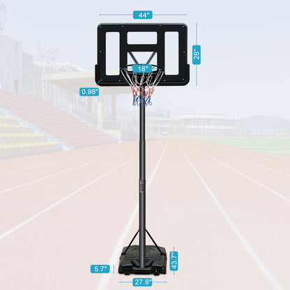 Basketball Hoop Portable Basketball Goal System 6.5-10ft Adjustable 44in Backboard for Indoor Outdoor Black