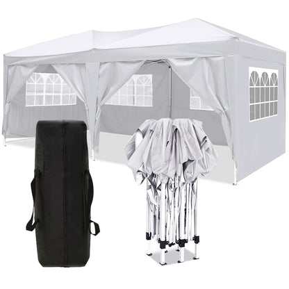 10x20Pop Up Canopy Outdoor Portable Party Folding Tent with 6 Removable Sidewalls + Carry Bag + 4pcs Weight Bag