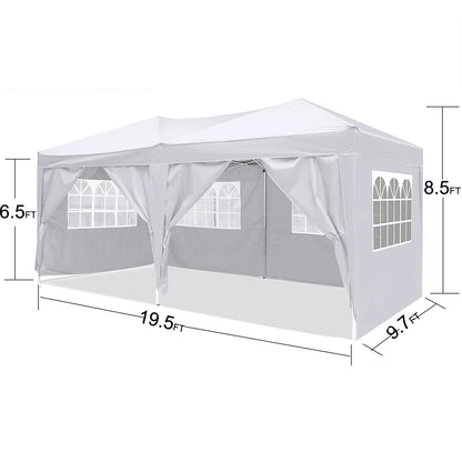 10x20Pop Up Canopy Outdoor Portable Party Folding Tent with 6 Removable Sidewalls + Carry Bag + 4pcs Weight Bag