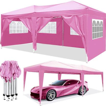 10'x20'Pop Up Canopy Outdoor Portable Party Folding Tent with 6 Removable Sidewalls + Carry Bag + 4pcs Weight Bag